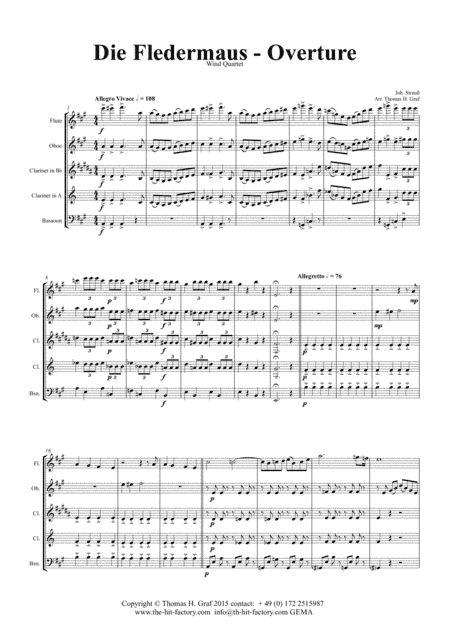Die Fledermaus - J. Strauss - Overture - Wind Quartet (arr. Thomas H. Graf)