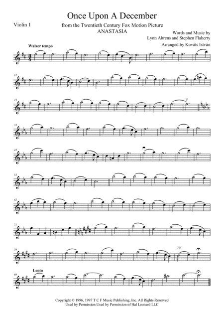 Once Upon A December from the Twentieth Century Fox Motion Picture ANASTASIA (arr. Kováts István)