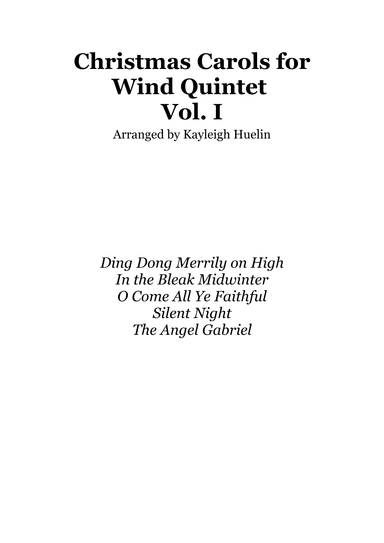 Christmas Carol Selection vol. 1 for wind quintet (arr. Kayleigh Huelin)