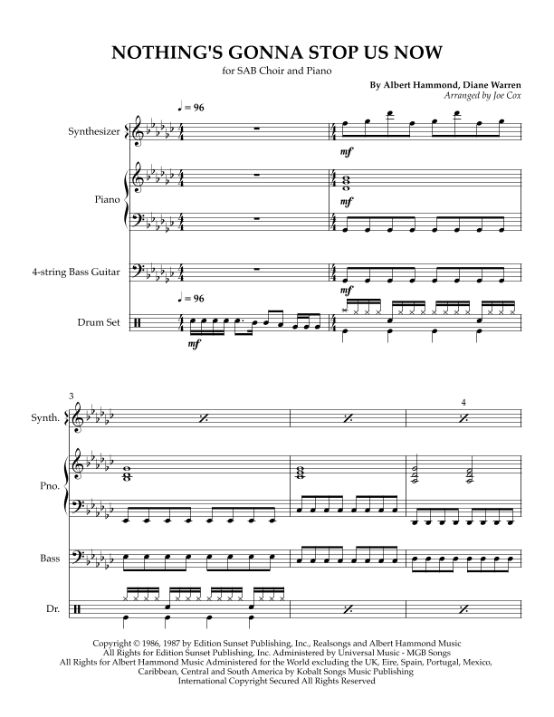 Nothing's Gonna Stop Us Now (arr. Joe Cox)