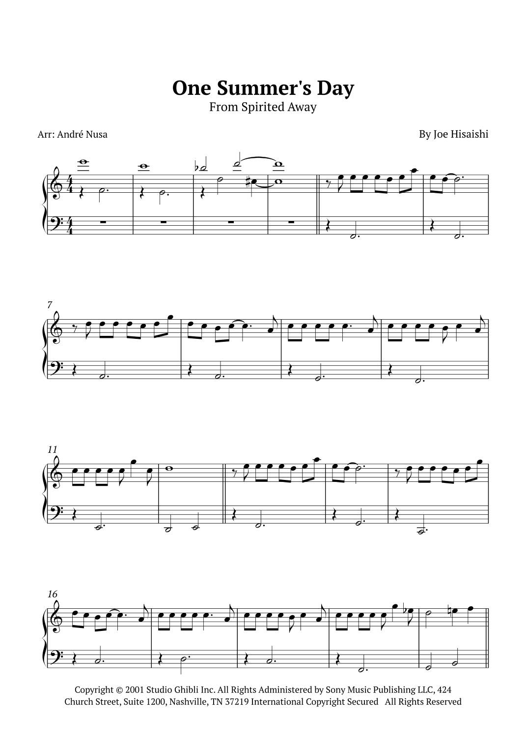 One Summer's Day (arr. André Nusa)