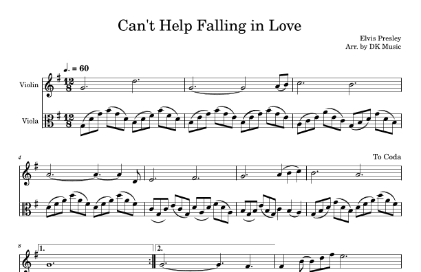 Can't Help Falling In Love (arr. DK Music)