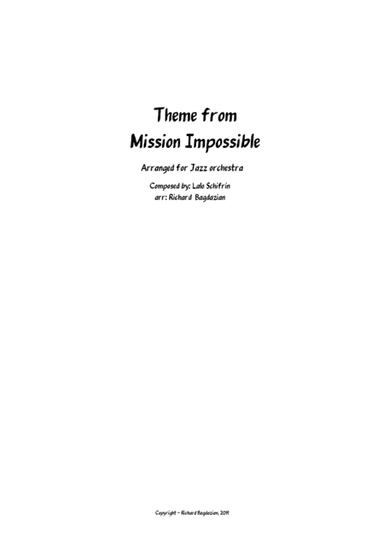 Mission: Impossible Theme  from the Paramount Television Series MISSION: IMPOSSIBLE (arr. Richard Bagdazian)