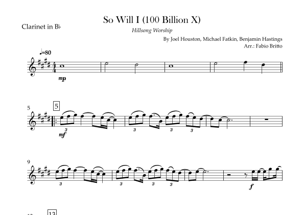 So Will I (100 Billion X) (arr. Fabio Britto)