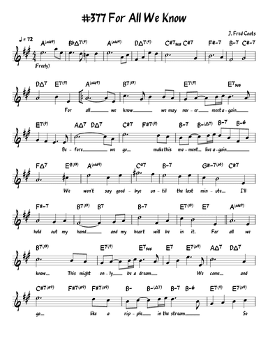 For All We Know (arr. John Fries)