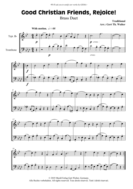 Good Christian Friends, Rejoice! (arr. Gert Th. Walter)