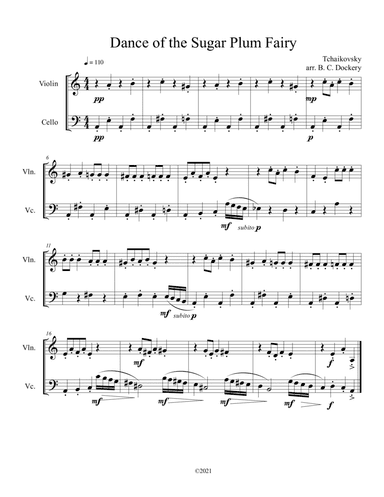 Dance of the Sugar Plum Fairy (Violin and Cello Duet) (arr. B. C. Dockery)