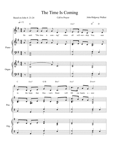 The Time is Coming (Call to Prayer)-organ & piano score