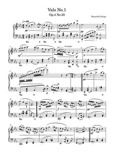 Vals No.1-Beautiful things Op.4 No.20