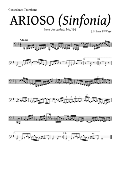 ARIOSO, by J. S. Bach (sinfonia) - for Contrabass Trombone and accompaniment (arr. Leyandder Trustworthy)