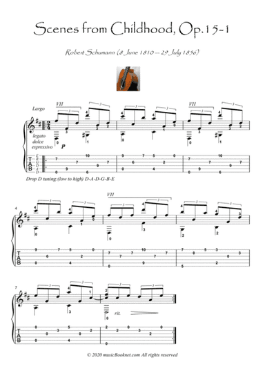 Scenes from Childhood op15-1 guitar solo (arr. PianoSheetNow)