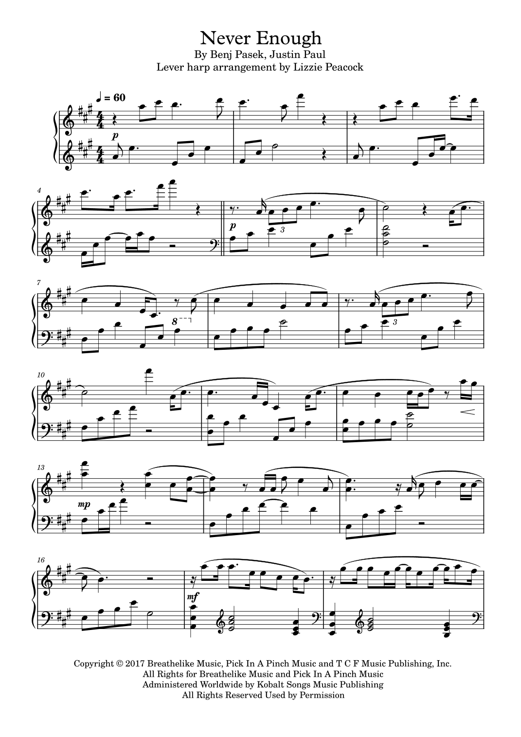 Never Enough (arr. Lizzie Peacock)