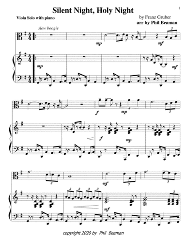 Silent Night, Holy Night-boogie-viola and piano (arr. Phil Beaman)