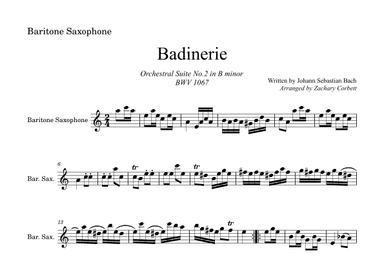 Badinerie BWV 1067 (arr. Zachary Corbett)