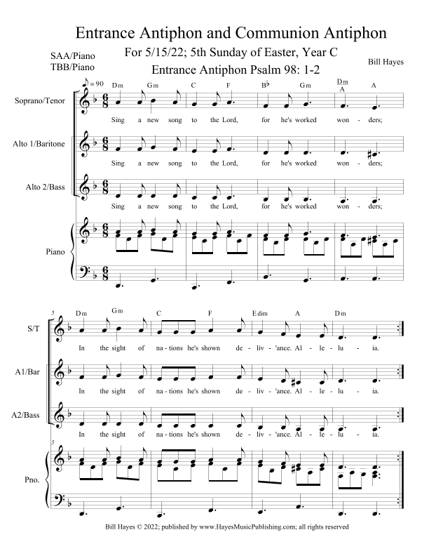 Antiphons for 5th Sunday in Easter, Year C