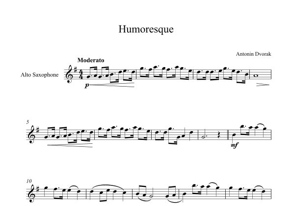 Humoresque - Antonin Dvorak (Alto Sax) (arr. Digital Book Music)