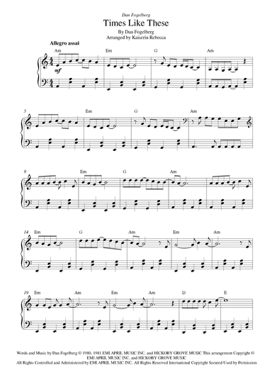 Times Like These (arr. Kaiserin Rebecca)