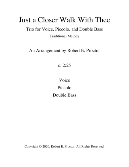Just a Closer Walk With Thee (arr. Robert E. Proctor)