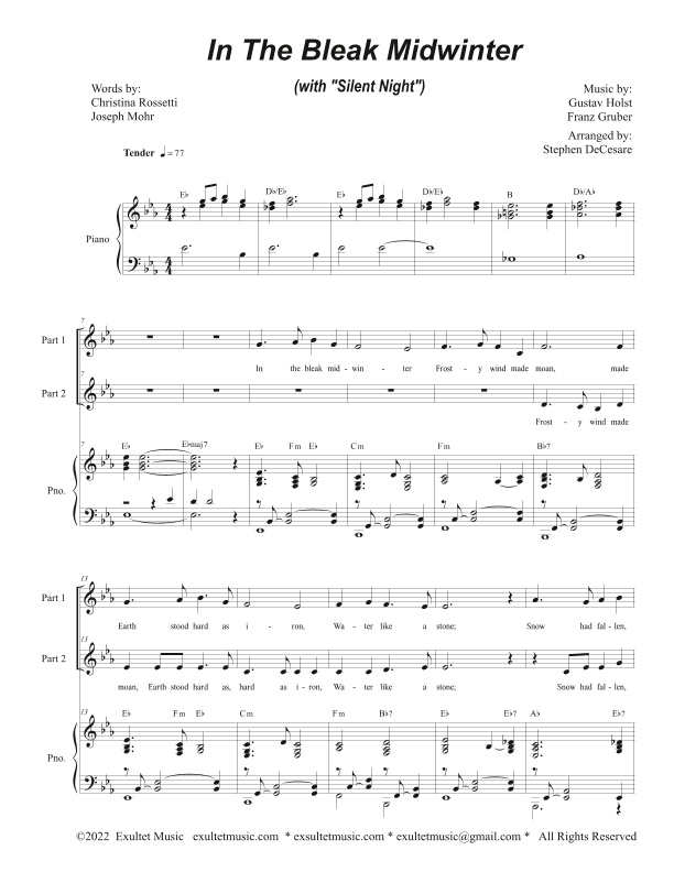 In The Bleak Midwinter (with "Silent Night") (2-part choir) (arr. Stephen DeCesare)