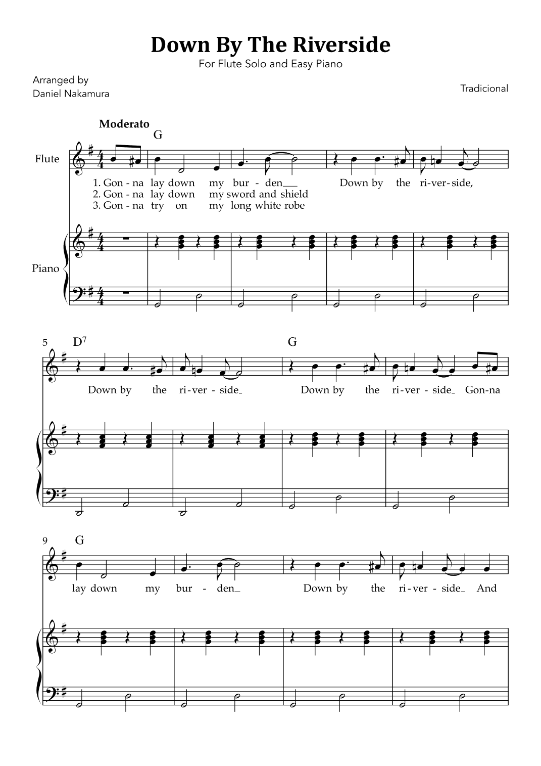 Down By The Riverside (For Flute Solo and Easy Piano) (arr. Daniel Nakamura)