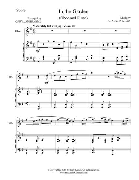 IN THE GARDEN (Oboe/Piano and Oboe Part) (arr. Gary Lanier)