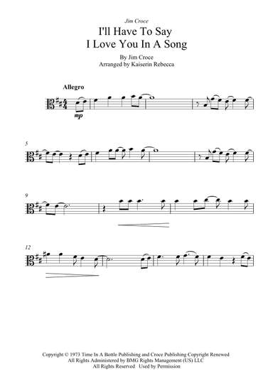 I'll Have To Say I Love You In A Song (arr. Kaiserin Rebecca)