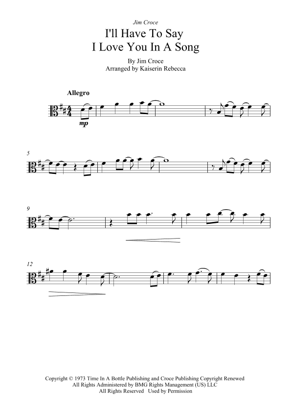 I'll Have To Say I Love You In A Song (arr. Kaiserin Rebecca)