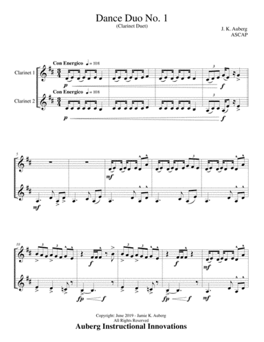 Dance Duo No. 1 for Clarinet Duet