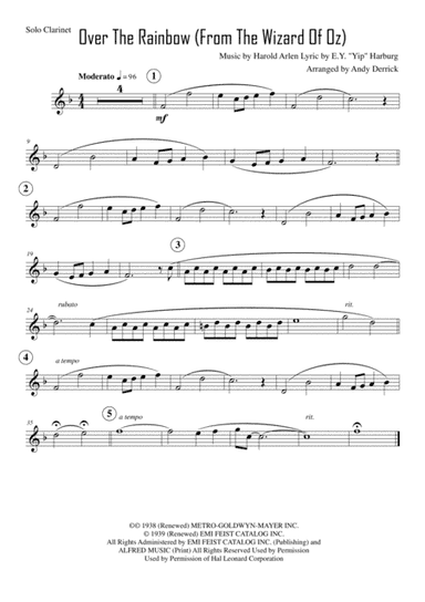 Over The Rainbow (from The Wizard Of Oz) (arr. Andy Derrick)