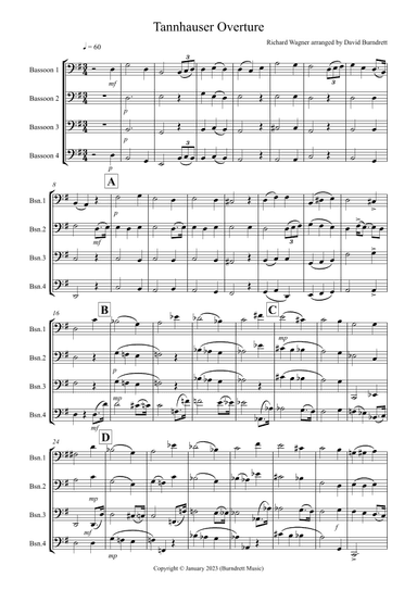 Tannhäuser Overture for Bassoon Quartet (arr. David Burndrett)