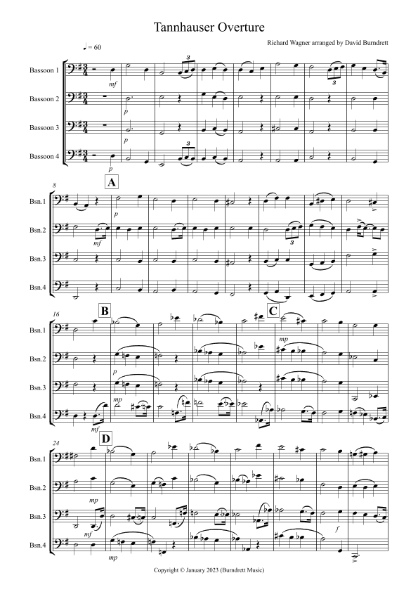 Tannhäuser Overture for Bassoon Quartet (arr. David Burndrett)