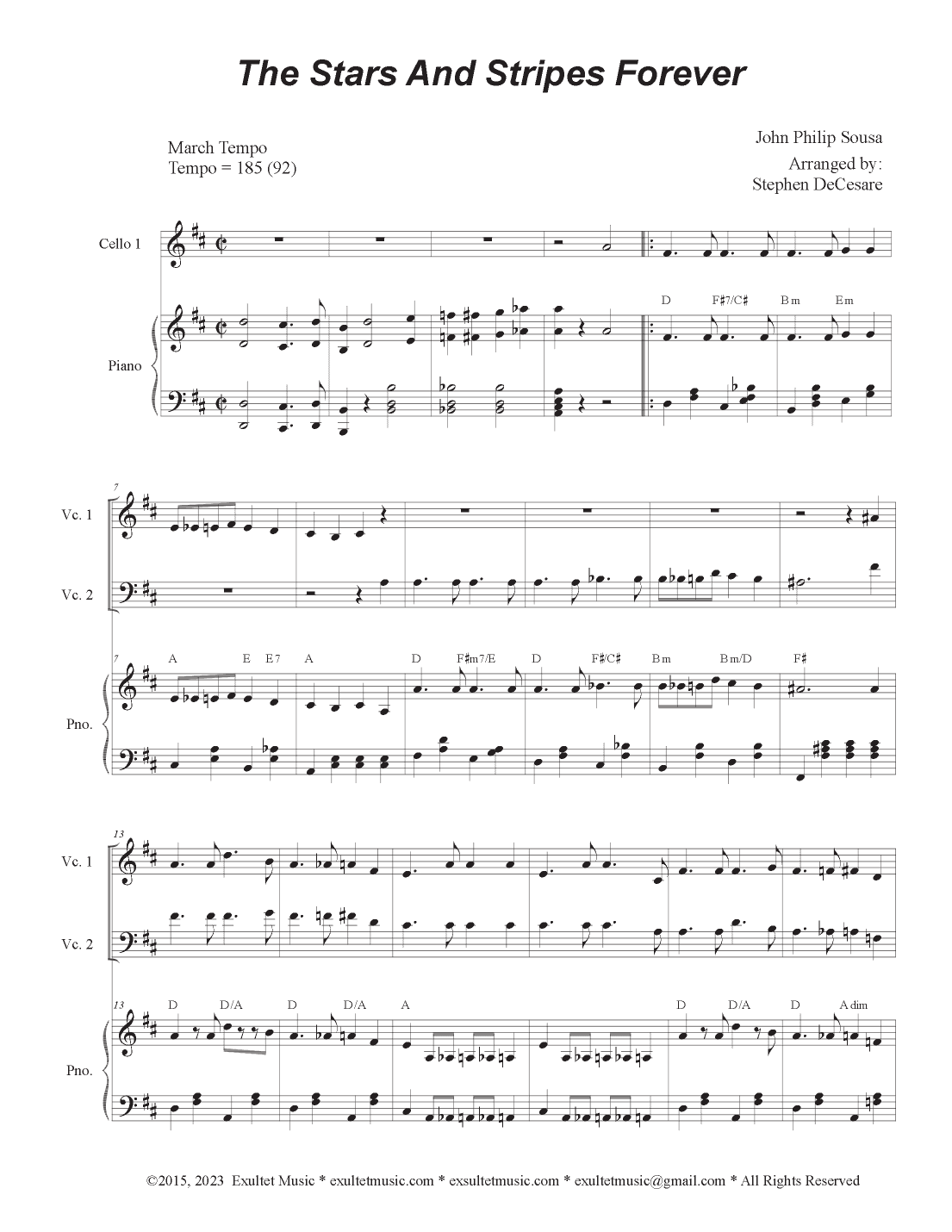 The Stars and Stripes Forever (Cello Duet - Alternate Version) (arr. Stephen DeCesare)