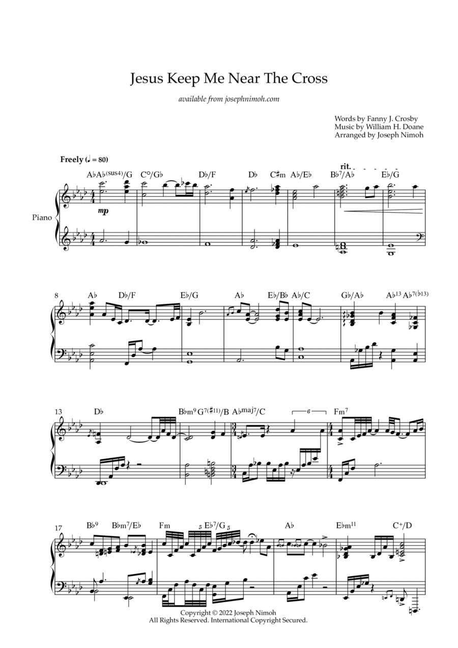 Jesus Keep Me Near The Cross - Solo Piano (arr. Joseph Nimoh)