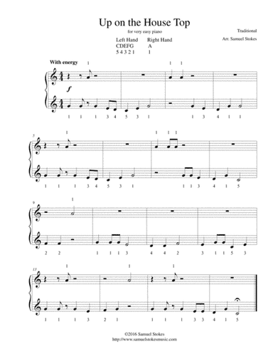 Up on the House Top (Up on the Housetop) - for very easy piano (arr. Samuel Stokes)