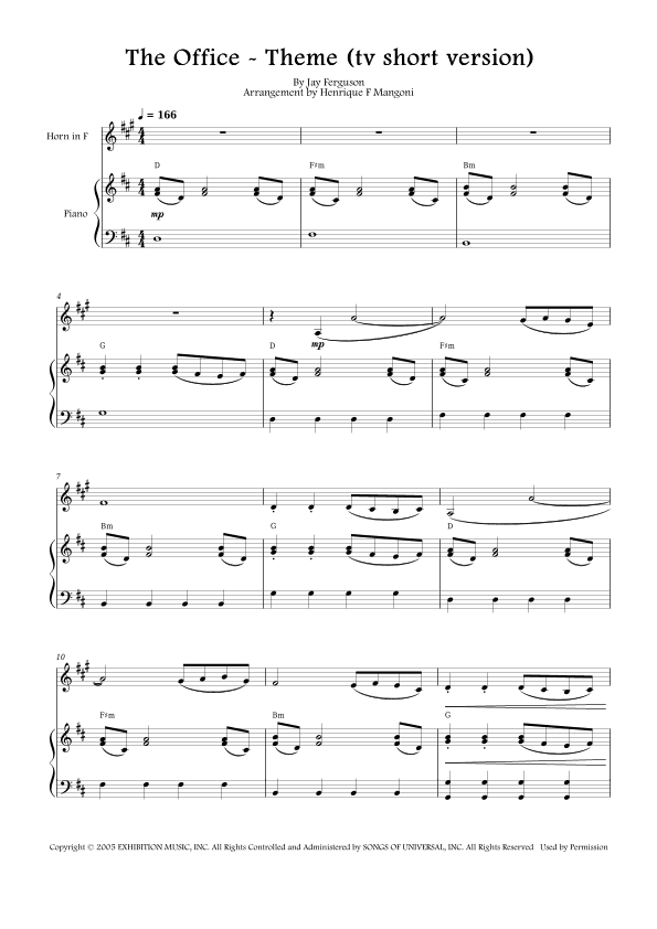 The Office - Theme (arr. Henrique F Mangoni)