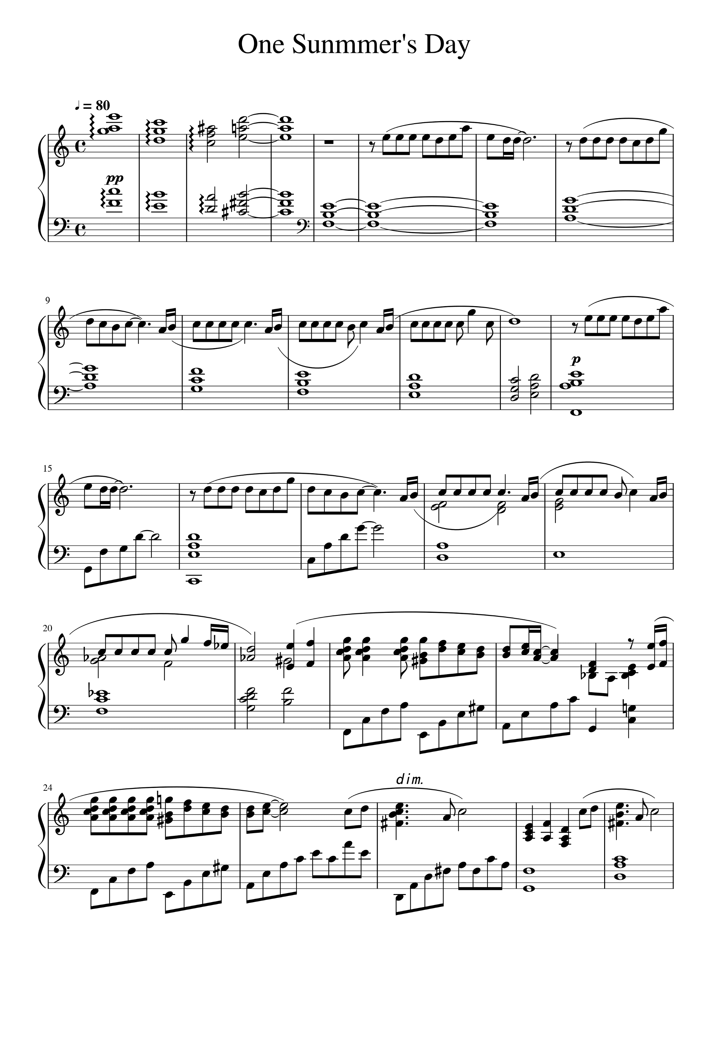 One Summer's Day (arr. Joe Hisaishi)