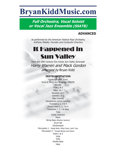 It Happened In Sun Valley (arr. Bryan Kidd)