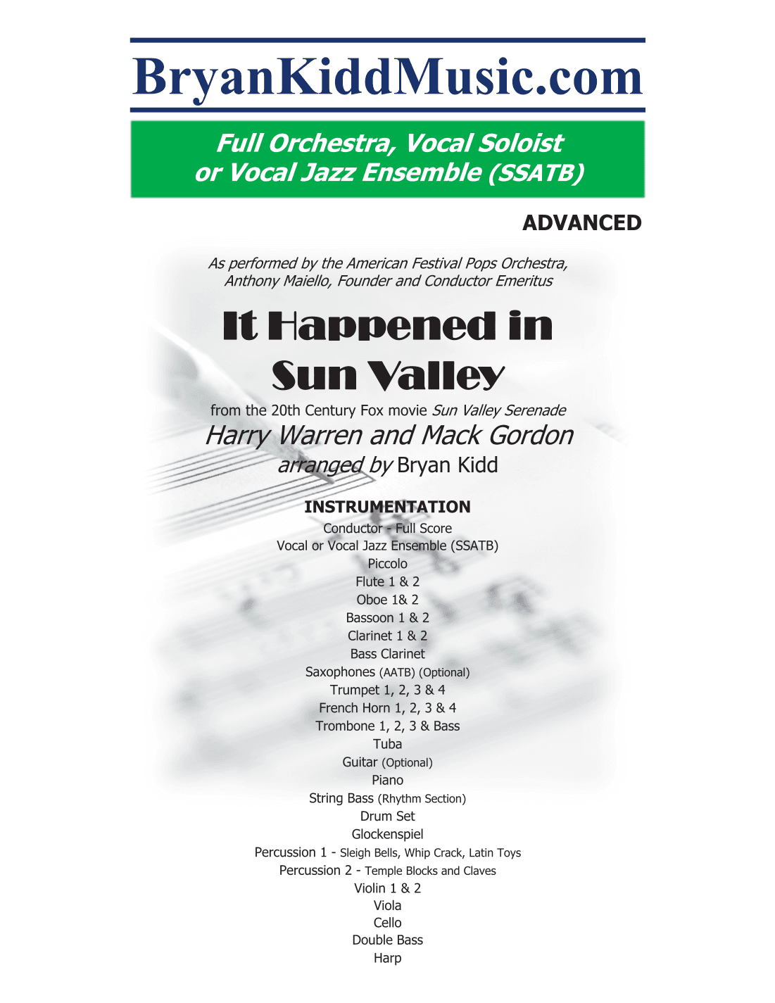 It Happened In Sun Valley (arr. Bryan Kidd)