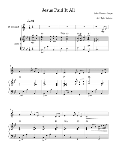 Jesus Paid It All (arr. Tyler Adams)