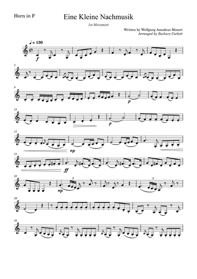 Eine Kleine Nachtmusik, 1st Movement (arr. Zachary Corbett)