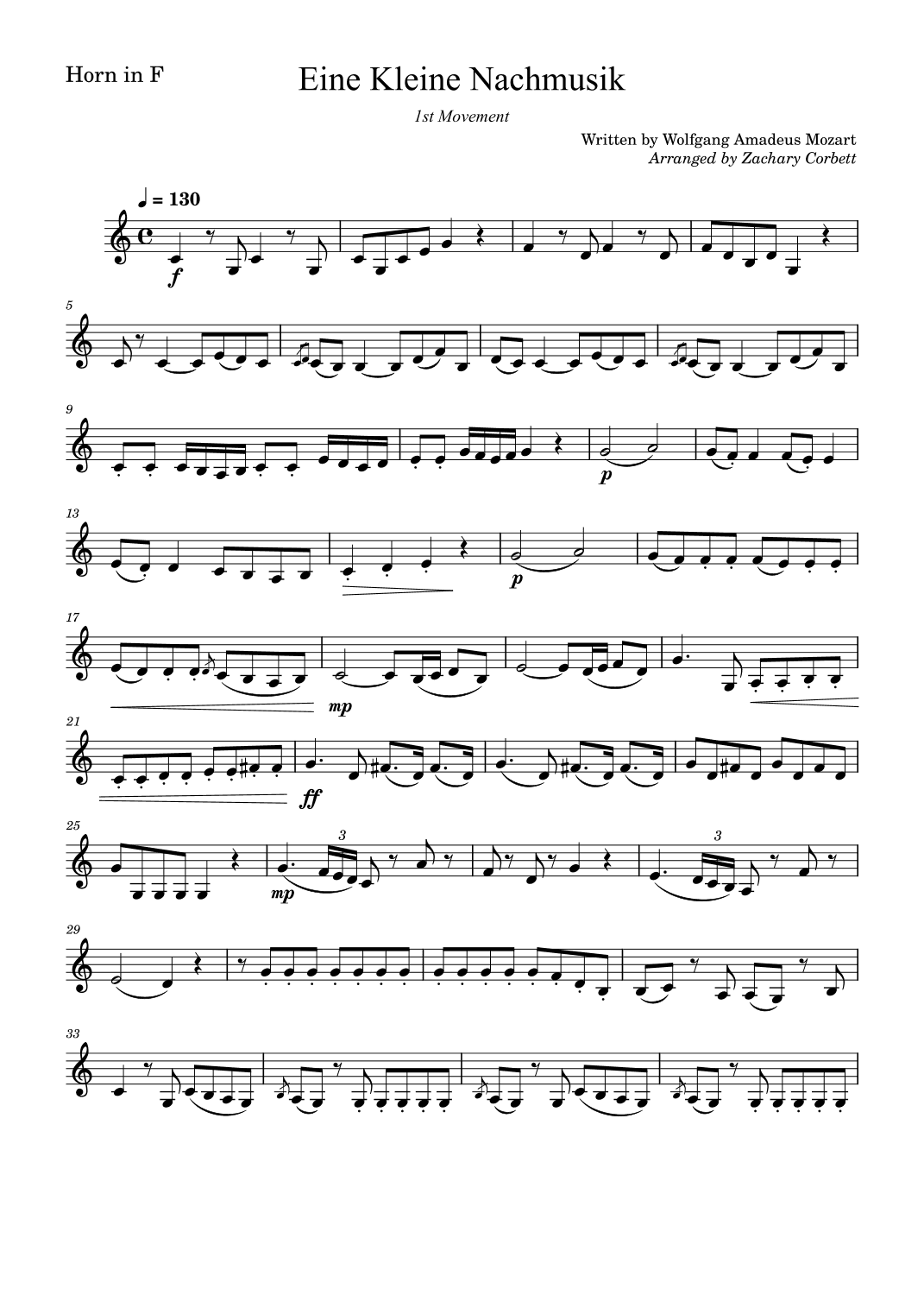 Eine Kleine Nachtmusik, 1st Movement (arr. Zachary Corbett)