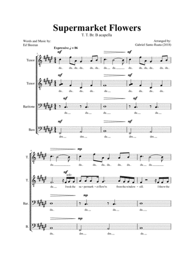 Supermarket Flowers (arr. G. Santo Ruata)