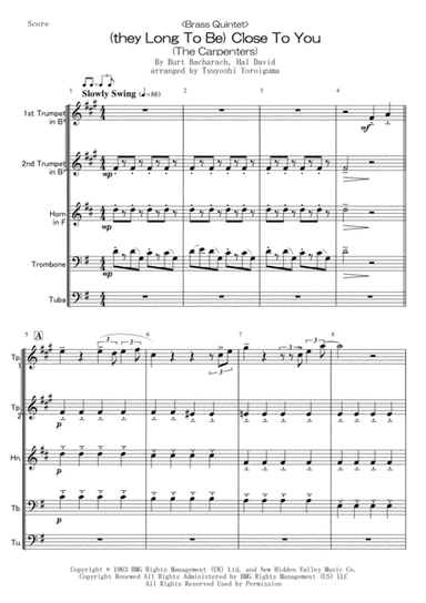 (they Long To Be) Close To You (arr. Tsuyoshi Yoroiguma)