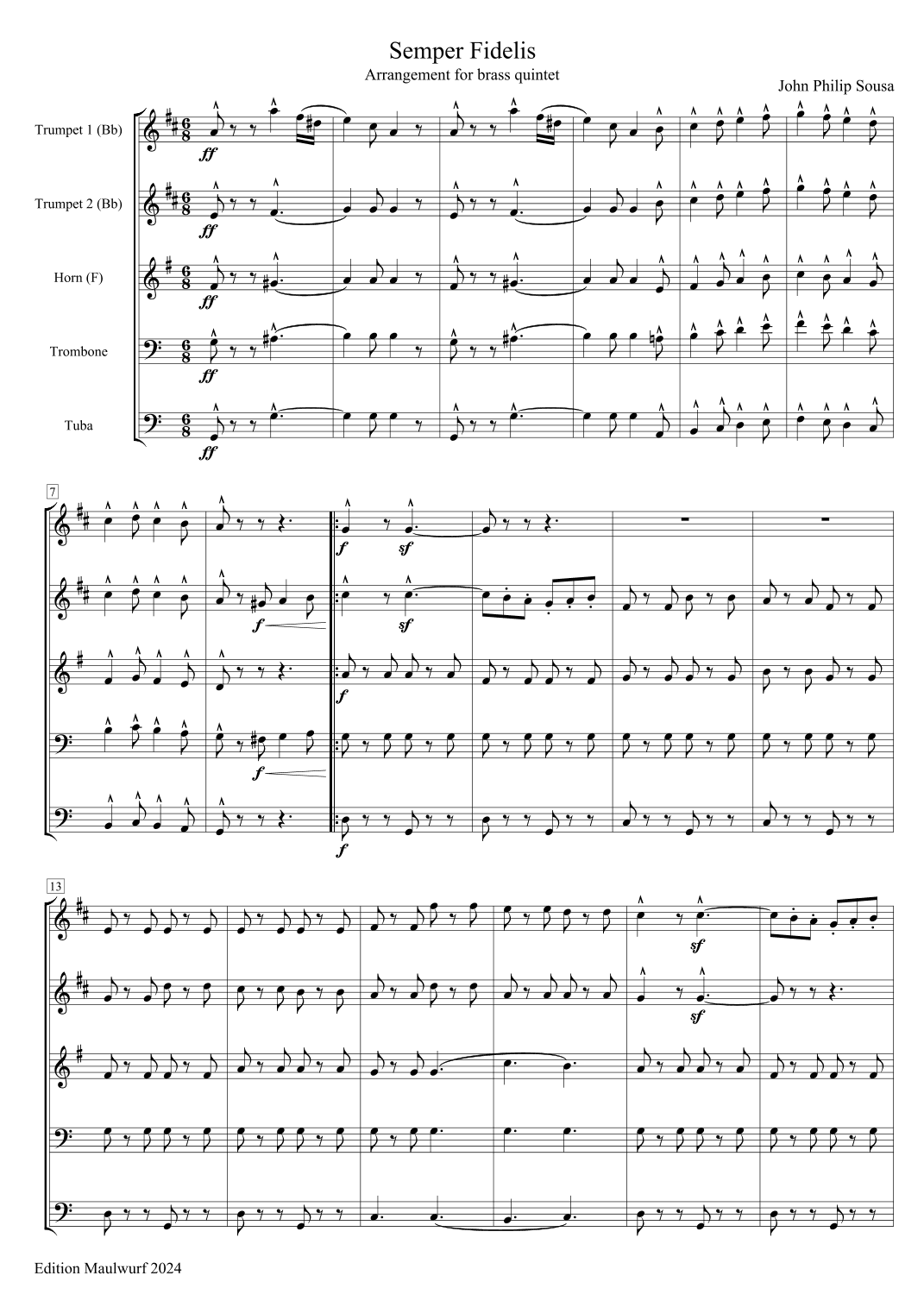 Semper Fidelis (arr. Edition Maulwurf)