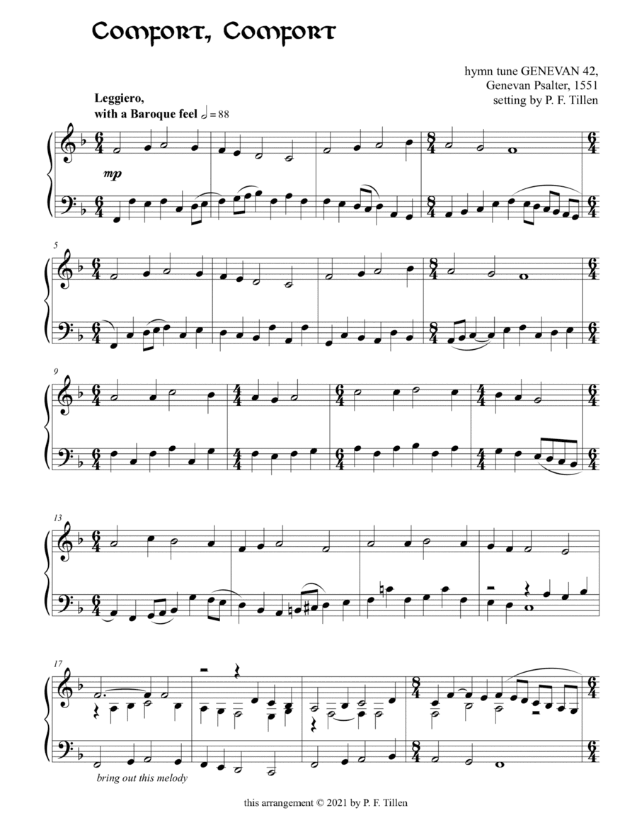 Comfort, Comfort (arr. settig by P. F. Tillen)