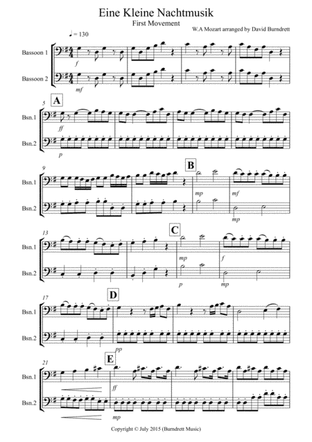 Eine Kleine Nachtmusik (1st movement) for Bassoon Duet (arr. David Burndrett)