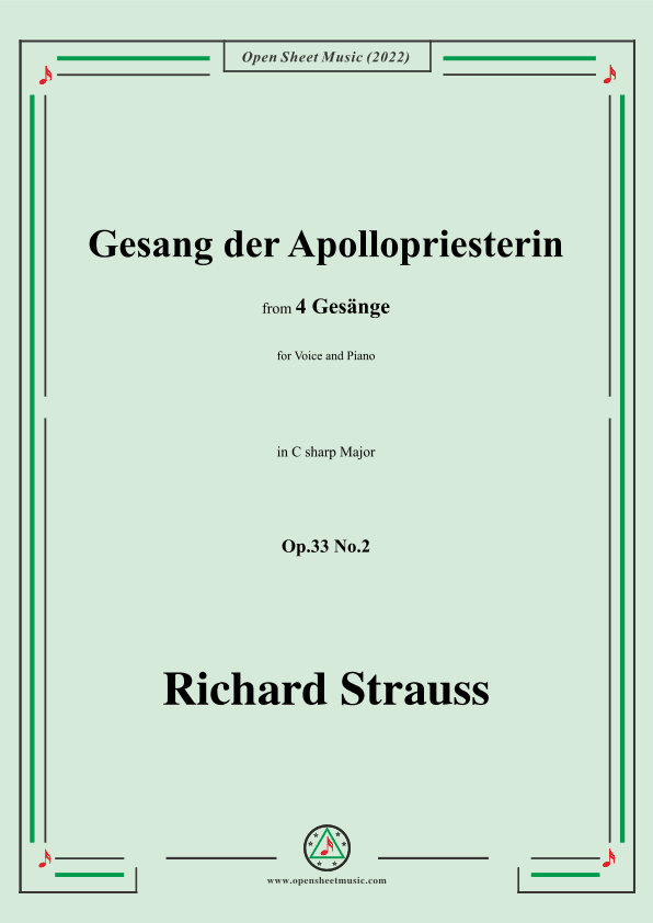 Richard Strauss-Gesang der Apollopriesterin,in C sharp Major (arr. OSM Press)