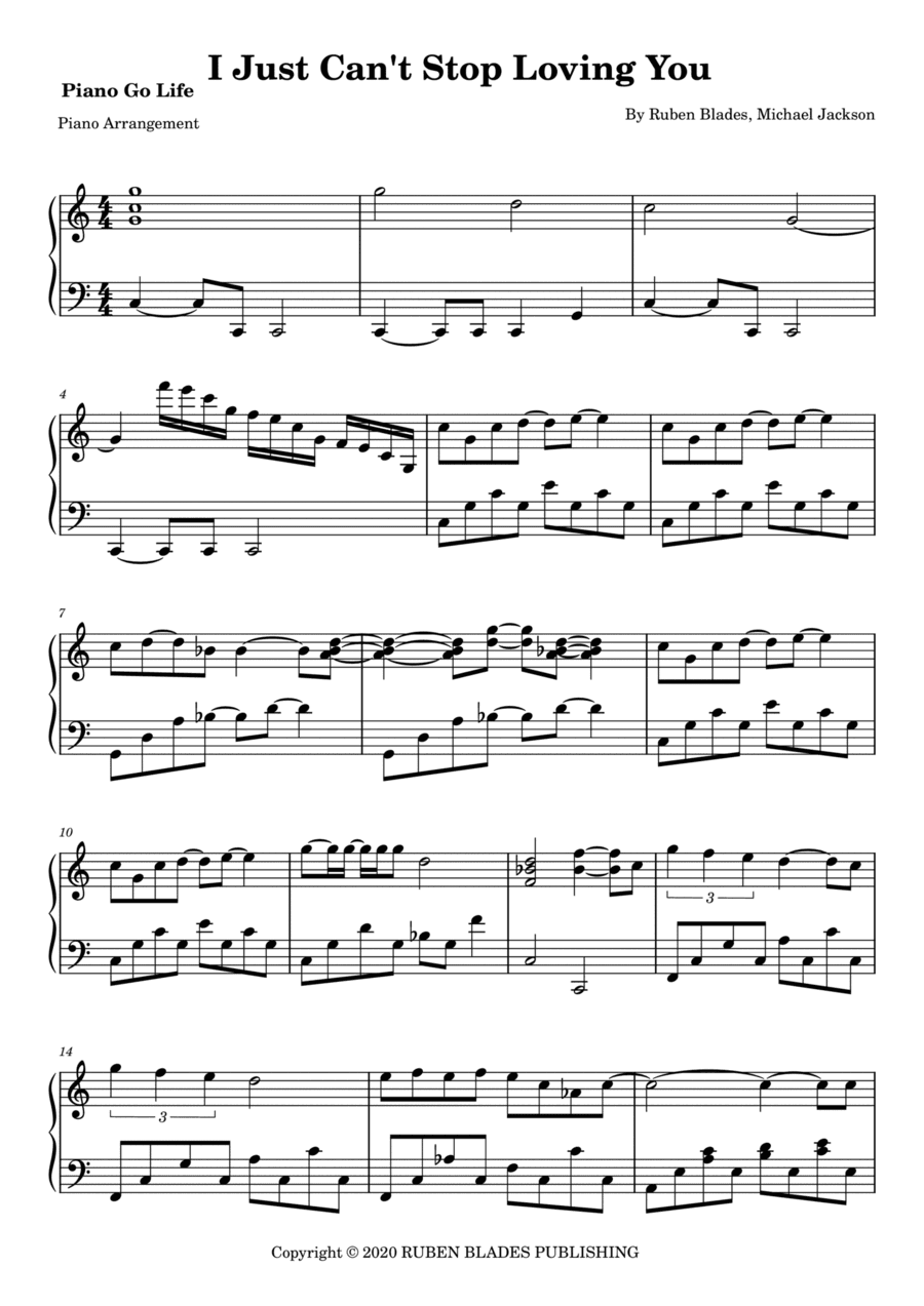Todo Mi Amor Eres Tu I Just Can't Stop Loving You (arr. Piano Go Life)