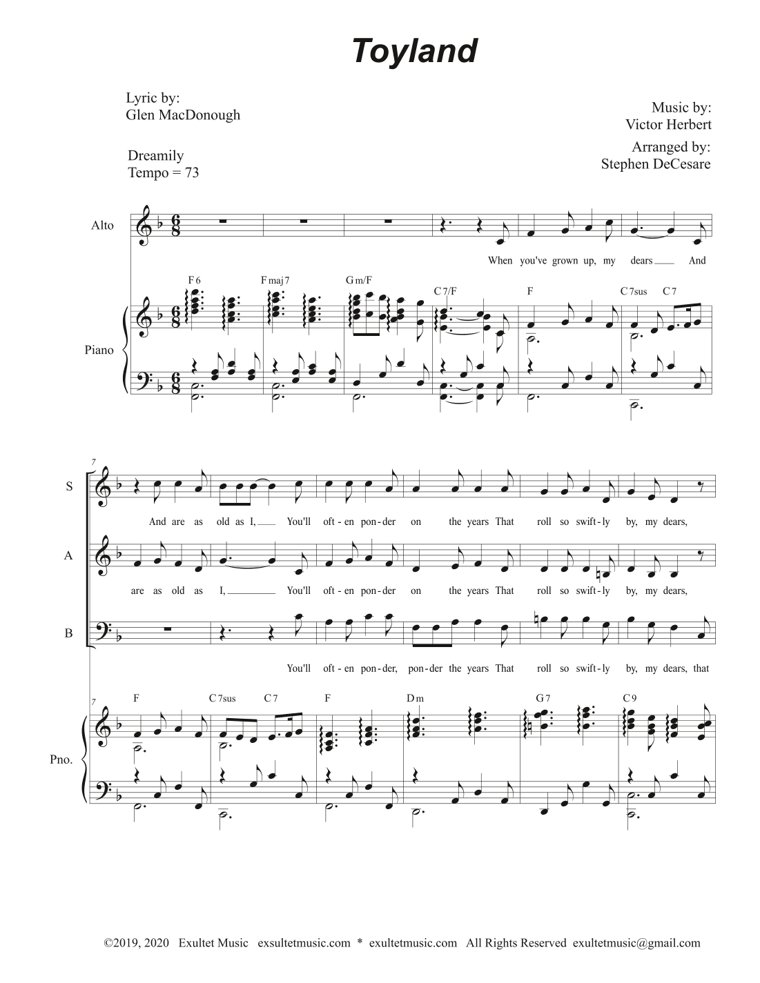 Toyland (Vocal Trio - (SAB) (arr. Stephen DeCesare)