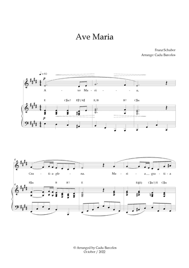 Ave Maria - Schubert E Major Chords (arr. Cadu Barcelos)